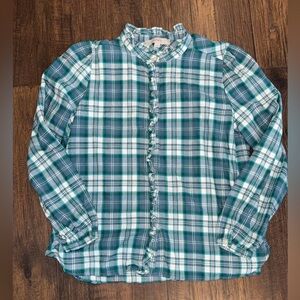 Ladies loft brushed flannel blouse top. Size medium